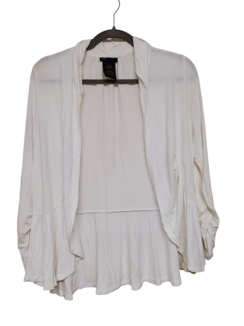 Grace Elements Women's White Lightweight Ruched Open Front Cardigan Size M
